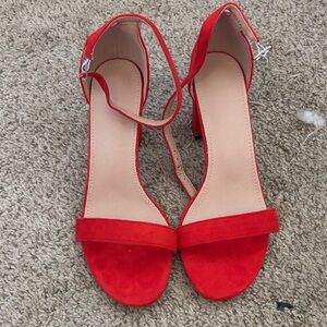 Chic Red Suede Women's Heels
